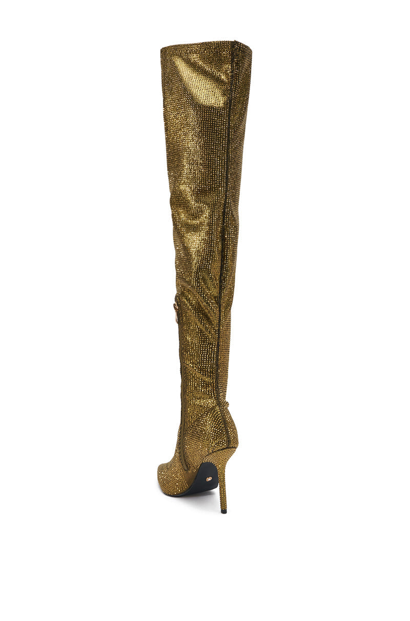 AKIRA GOLD SELMA GOLD SPARKLE OVER THE KNEE BOOT