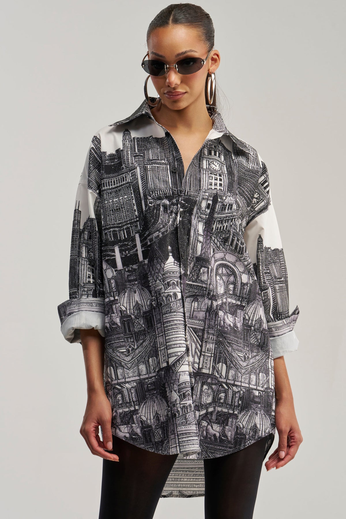ALL AROUND THE WORLD POPLIN MINI DRESS
