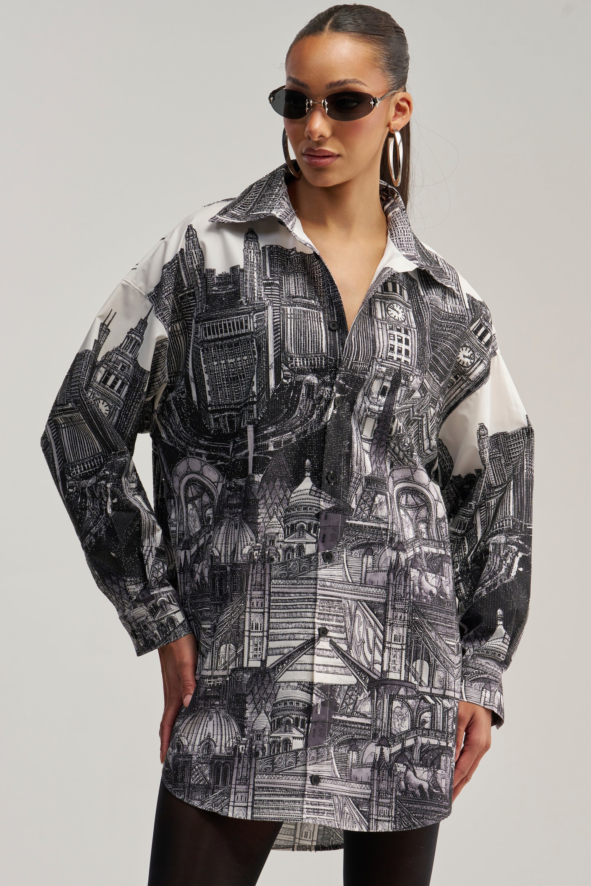 ALL AROUND THE WORLD POPLIN MINI DRESS