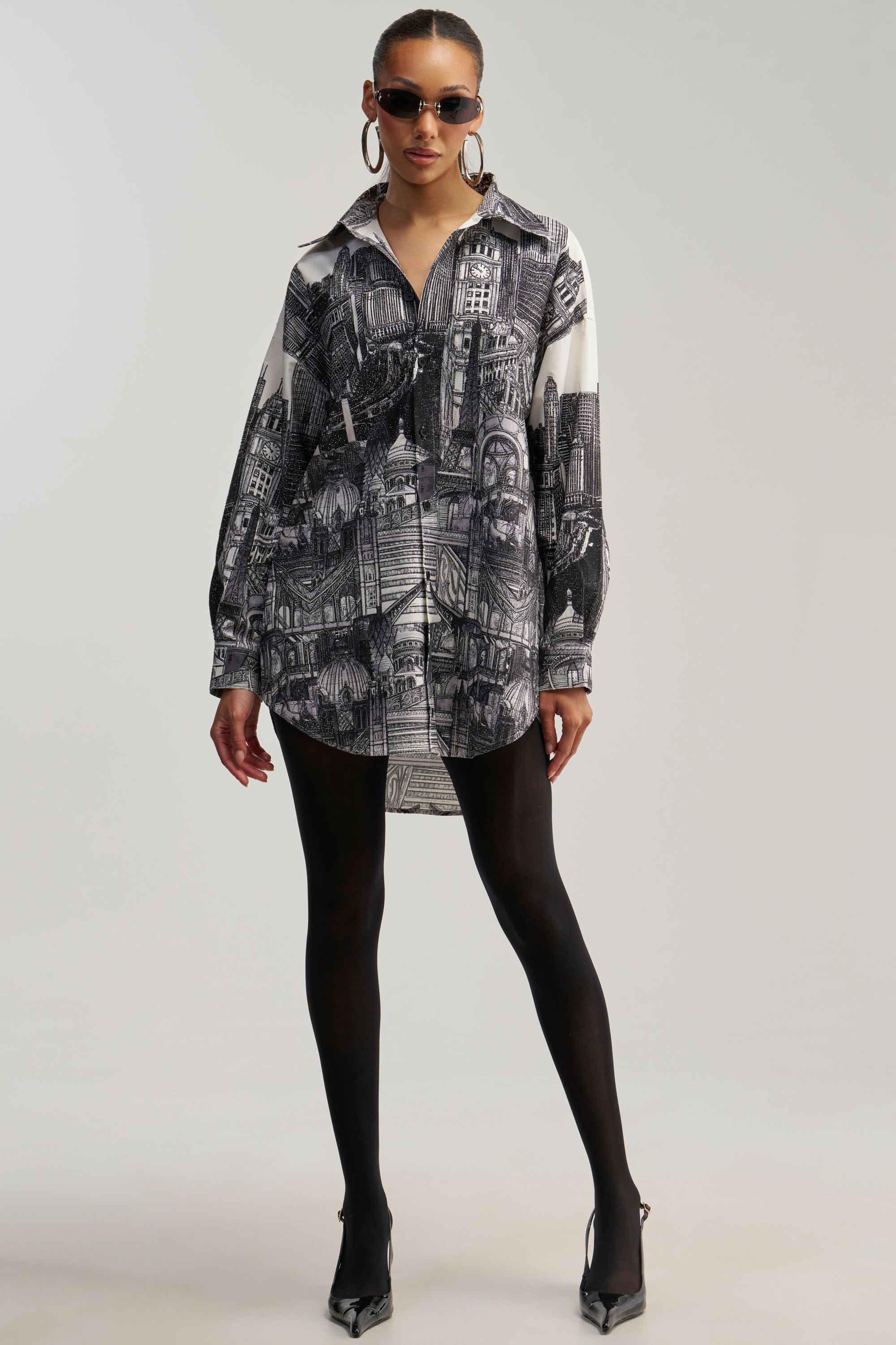 ALL AROUND THE WORLD POPLIN MINI DRESS