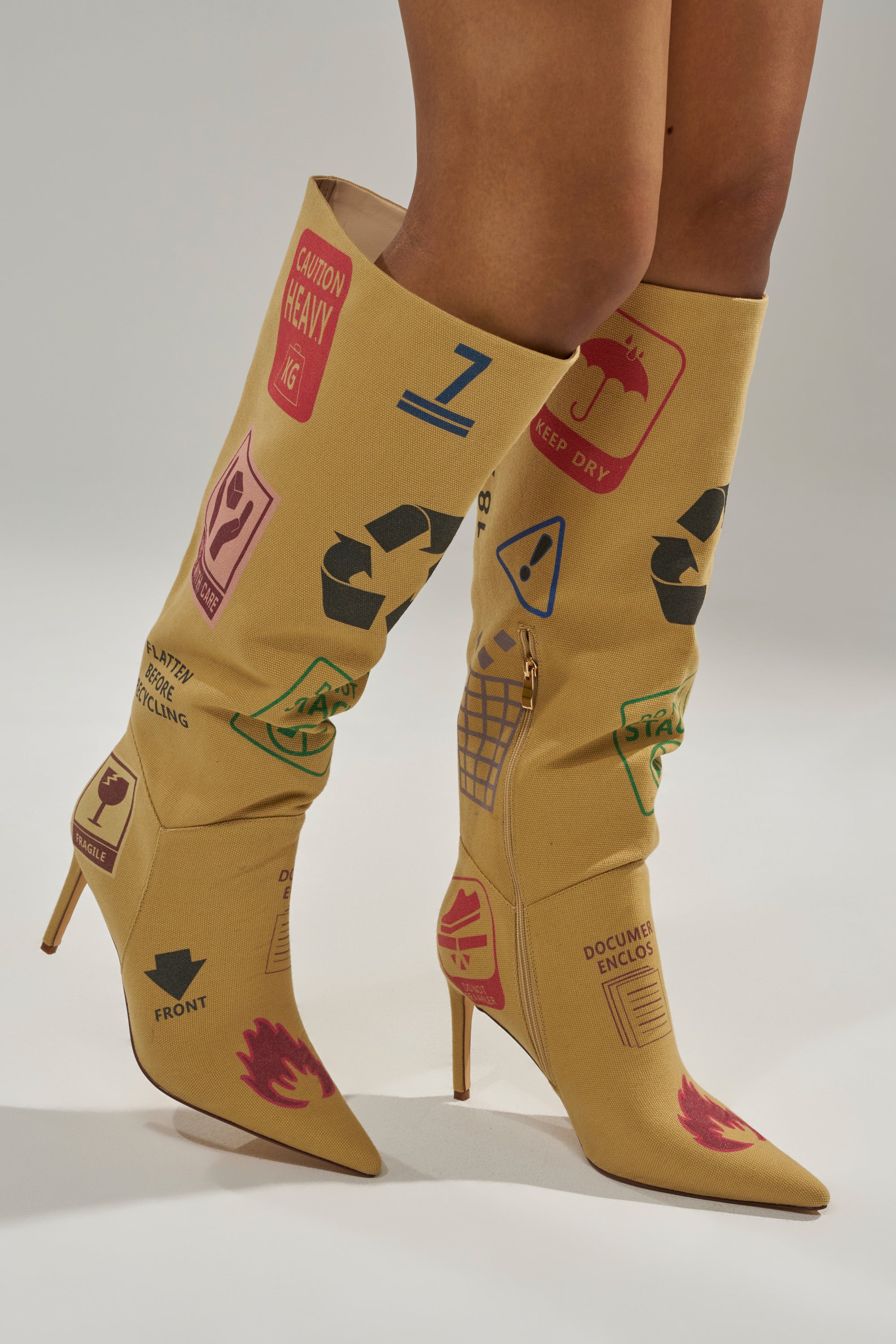 AKIRA GOLD WHOLE PACKAGE TAN STILETTO BOOT