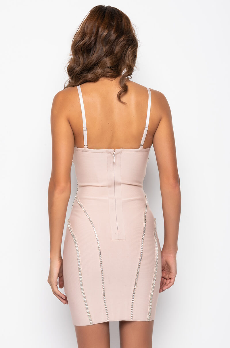 AIN'T WORRIED BANDAGE RHINESTONE MINI DRESS