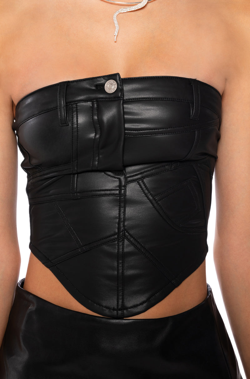 ALIYAH FAUX LEATHER PATCH TUBE TOP