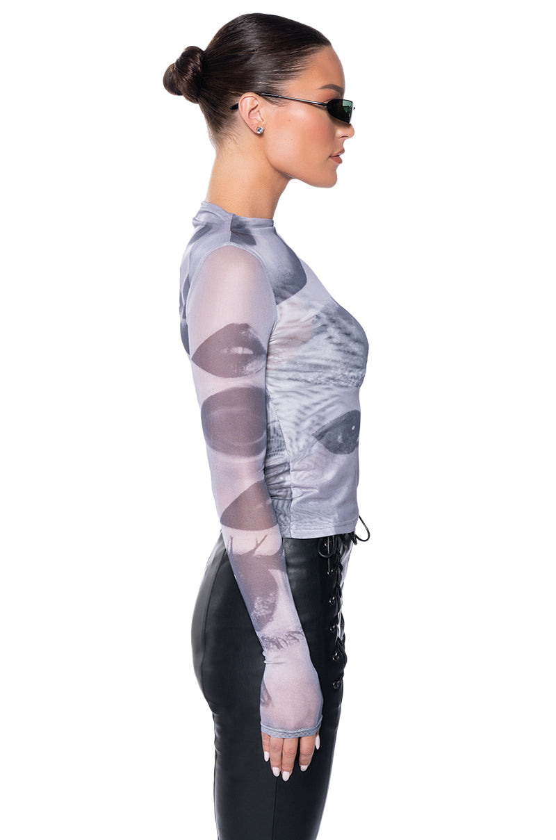ALL EYES ON YOU MESH GLOVED SHIRT
