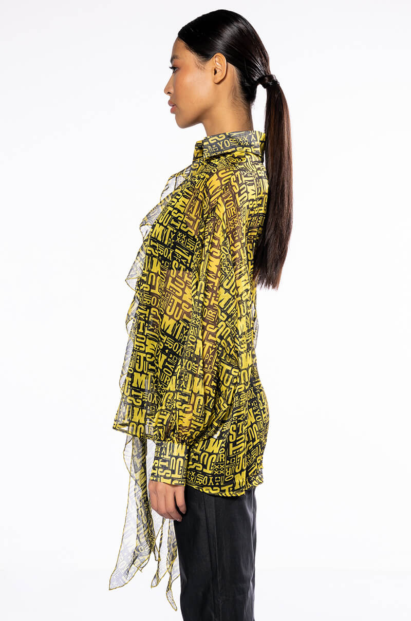 ALL OVER ASYMMETRICAL BUTTONDOWN BLOUSE
