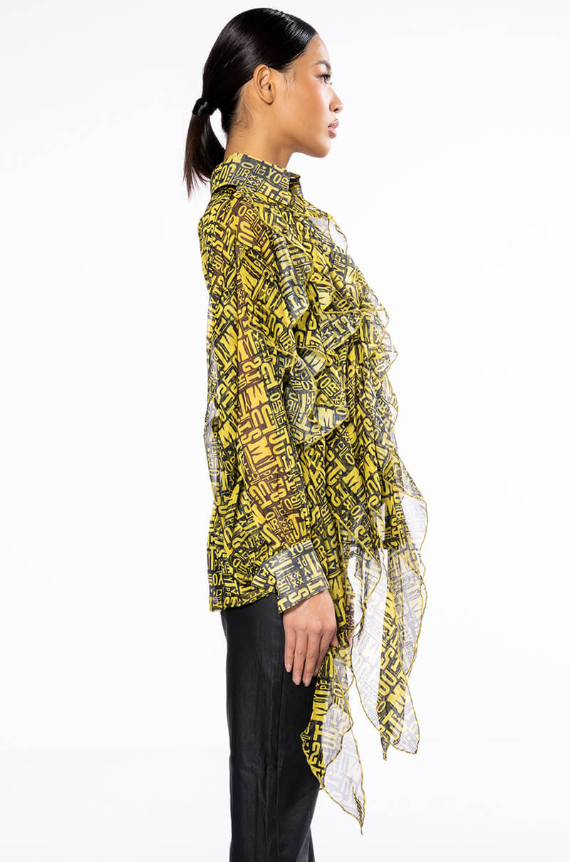 ALL OVER ASYMMETRICAL BUTTONDOWN BLOUSE