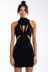 ALL THE CUTOUTS RIBBED MINI DRESS