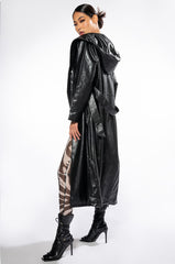 AZALEA WANG ASAP RIRI PU HOODED TRENCH COAT