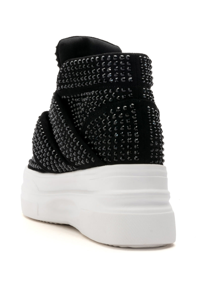 AZALEA WANG CYBER EMBELLISHED PLATFORM SNEAKER IN BLACK