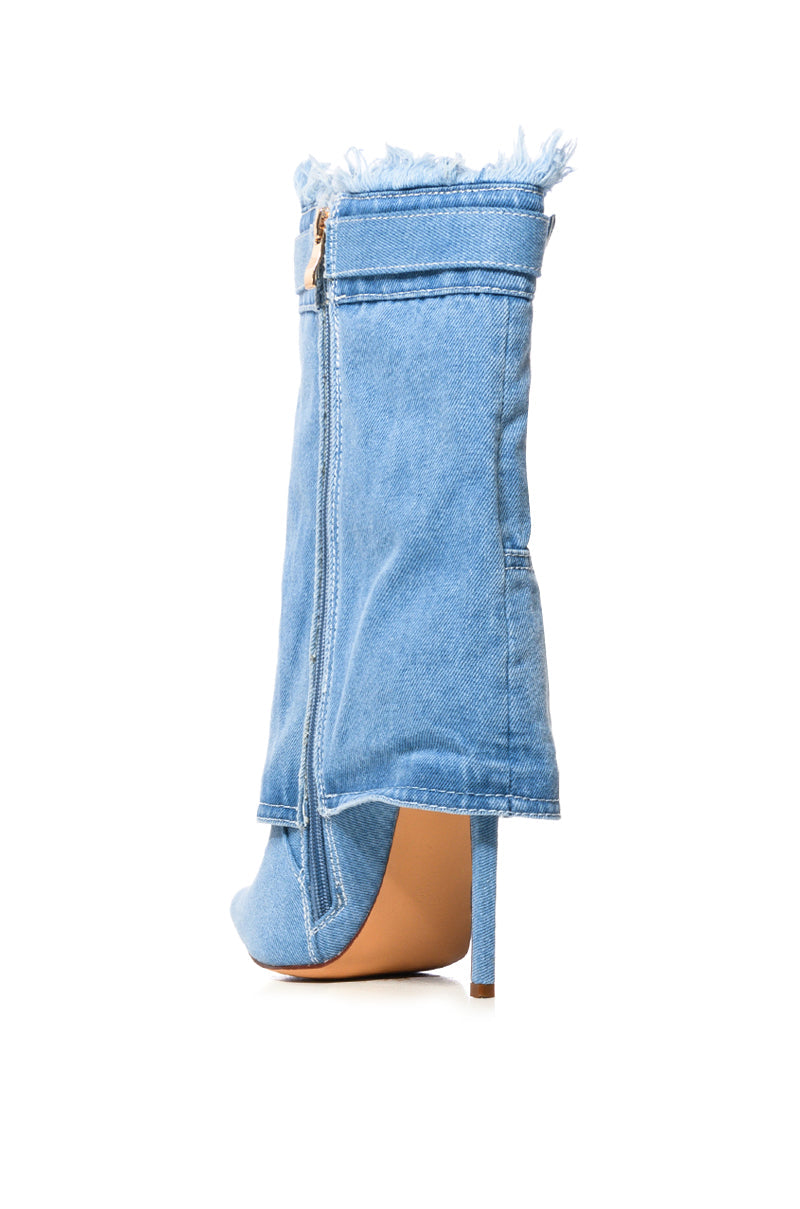 AZALEA WANG KOURT DENIM STILETTO BOOTIE