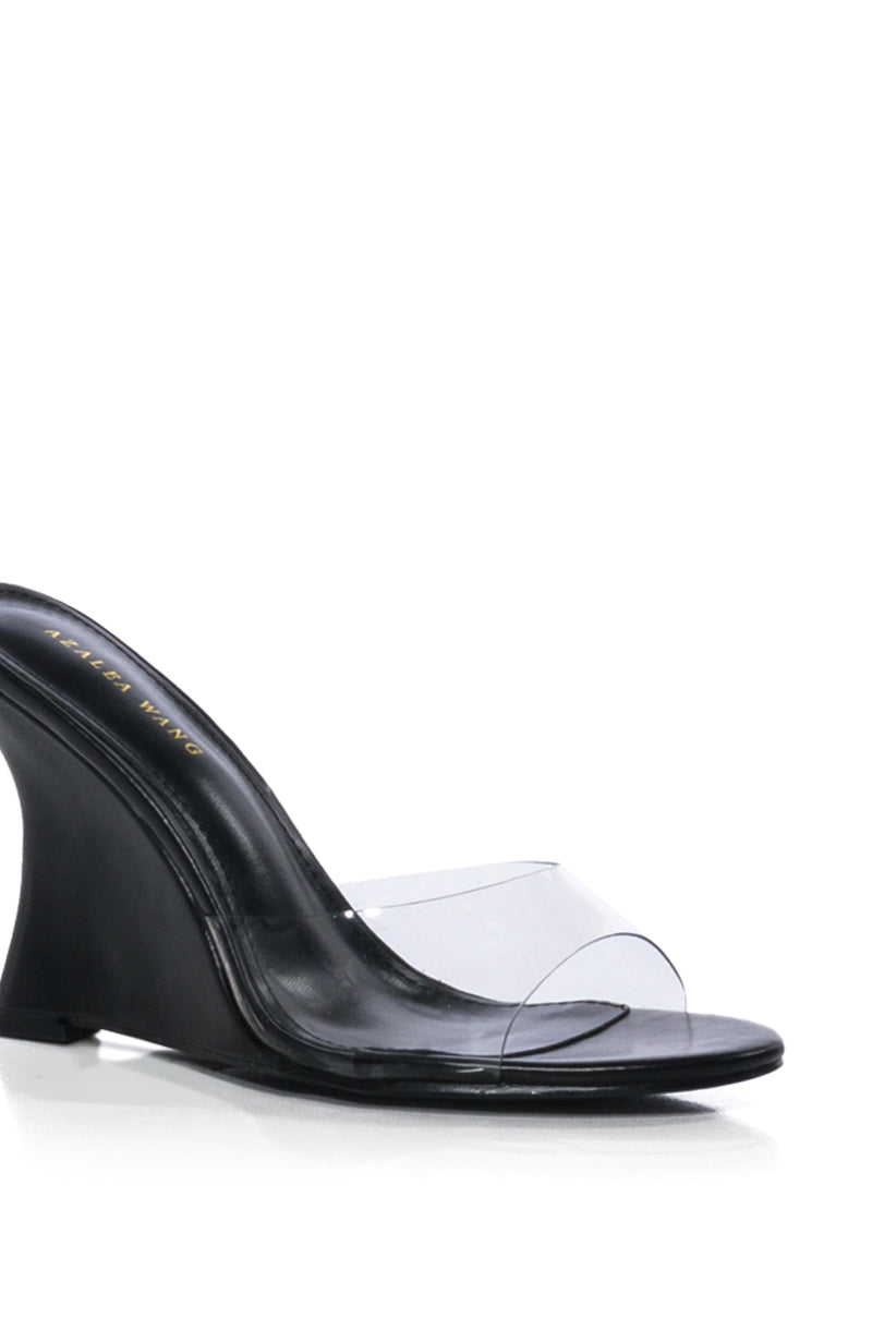 AZALEA WANG CAISYN WEDGE PVC SANDAL IN BLACK