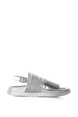AZALEA WANG HILAIRE SILVER DIAMOND ROPE EMBELLISHED SANDAL