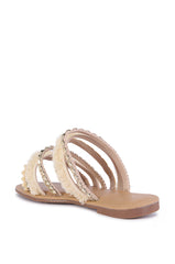 AZALEA WANG LEONORA WHITE EMBELLISHED SANDAL