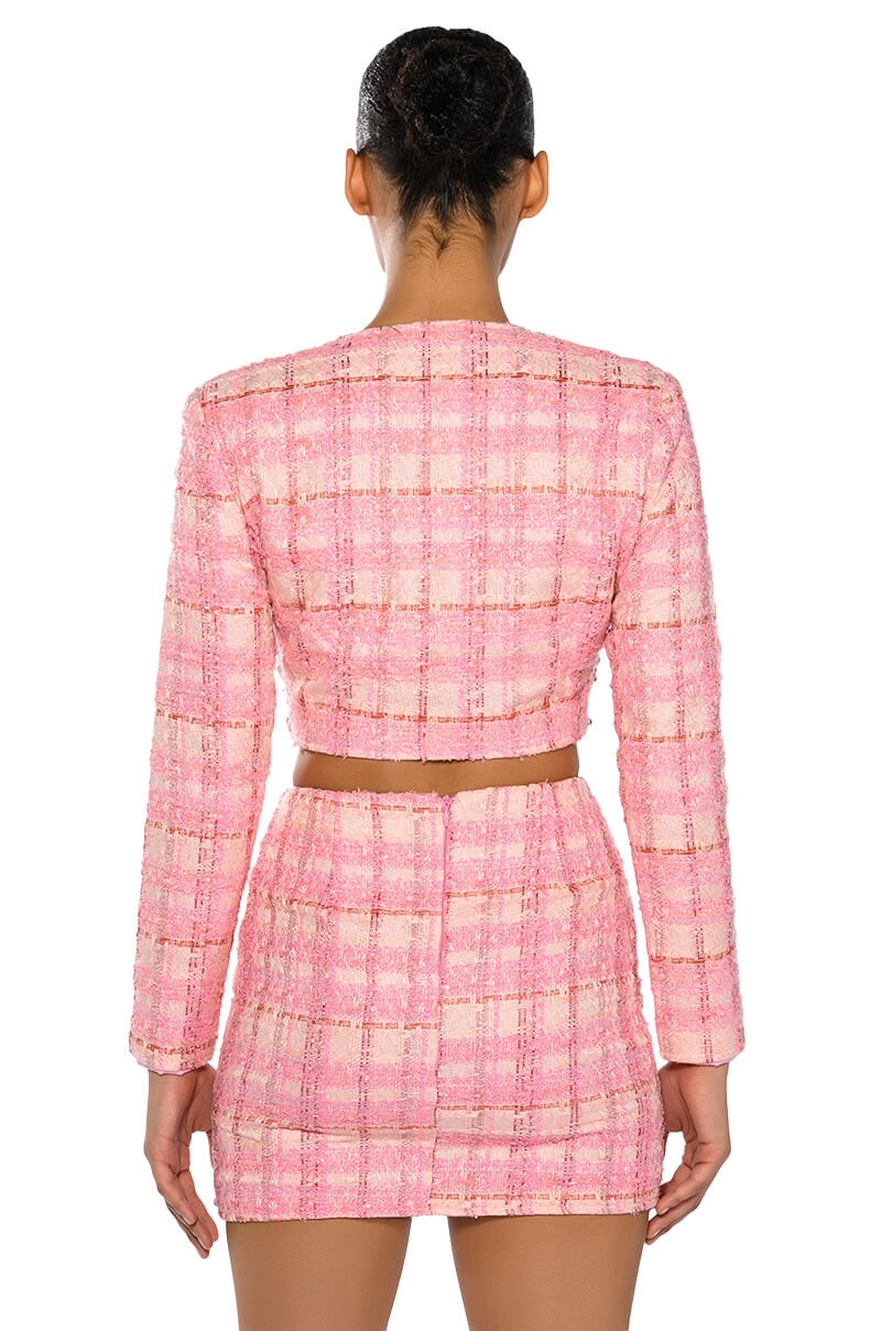 BEND AND SNAP TWO PIECE TWEED BLAZER MINI SKIRT SET