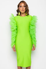 BEST IN SHOW TULLE AND BANDAGE MAXI DRESS