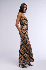 CHAINMAIL SATIN MAXI DRESS