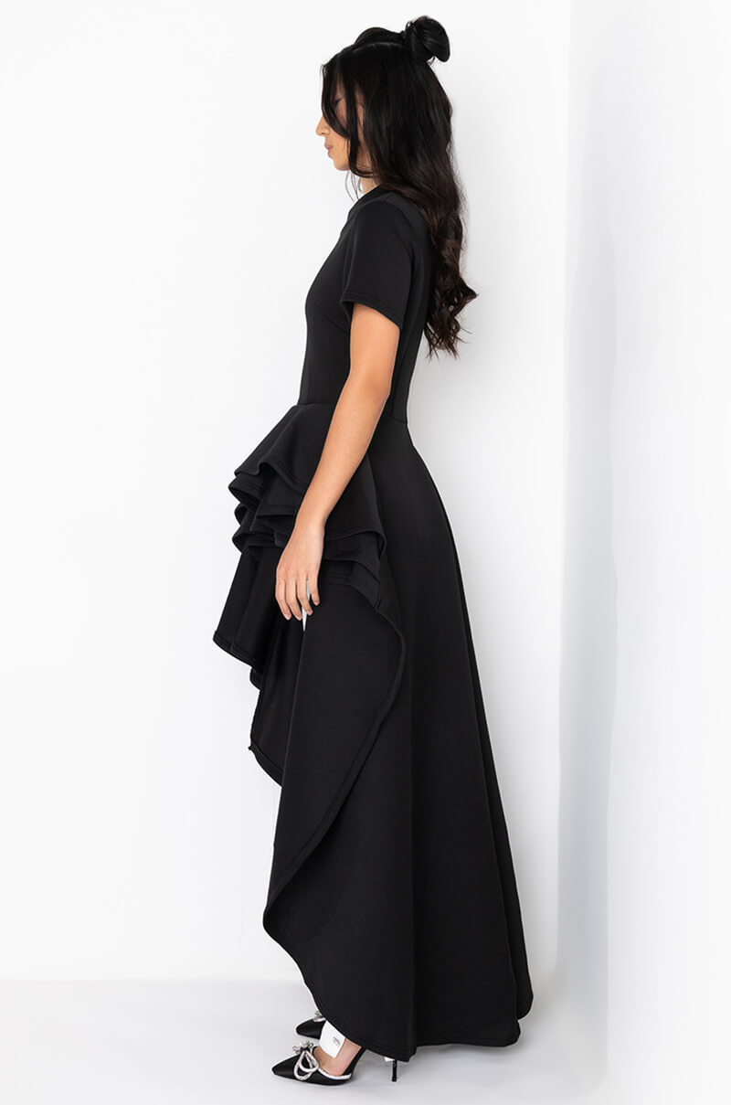 COME AGAIN HIGH LOW MAXI DRESS BLACK