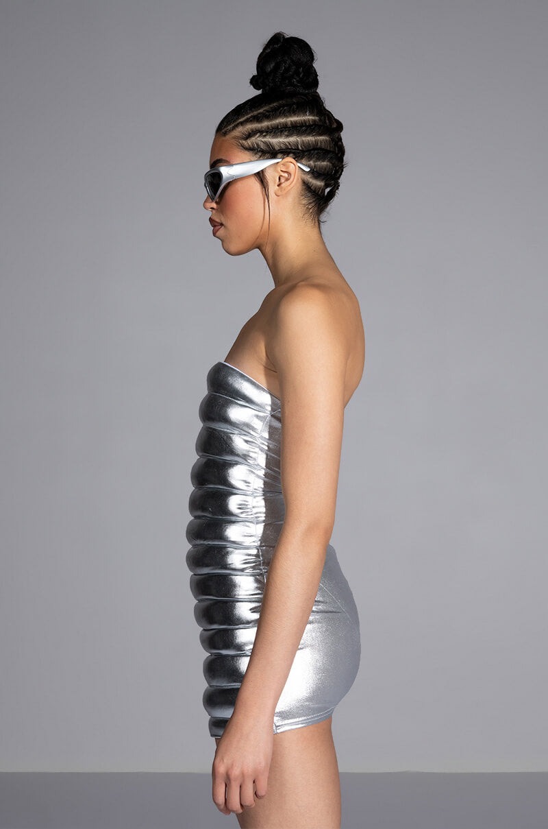 COSMIC LOVE STRAPLESS MINI DRESS