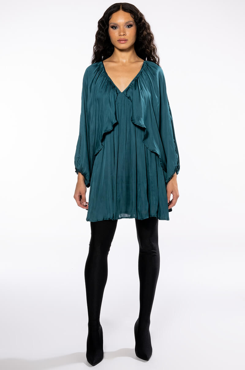 DIANA LONG SLEEVE MINI FLARE DRESS