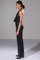 DO BETTER METALLIC COWL NECK JUMPSUIT