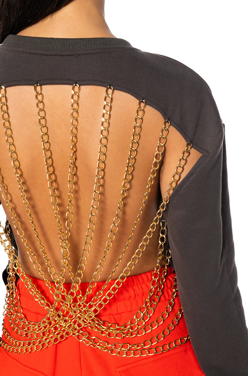 ALL THE THINGS RHINESTONE DETAIL SWEATSHIRT