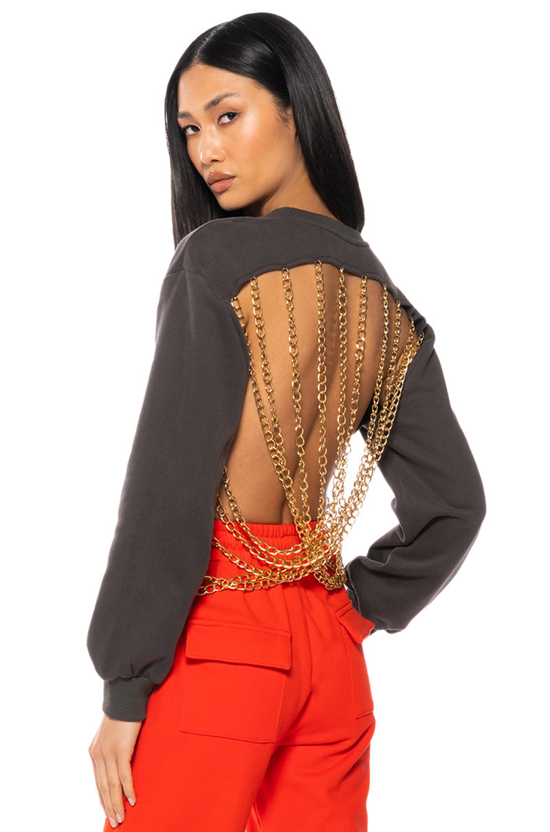 ALL THE THINGS RHINESTONE DETAIL SWEATSHIRT