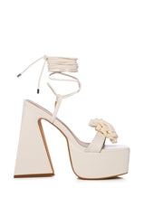 AIMER CREAM CHUNKY SANDAL WITH FLOWER DETAIL